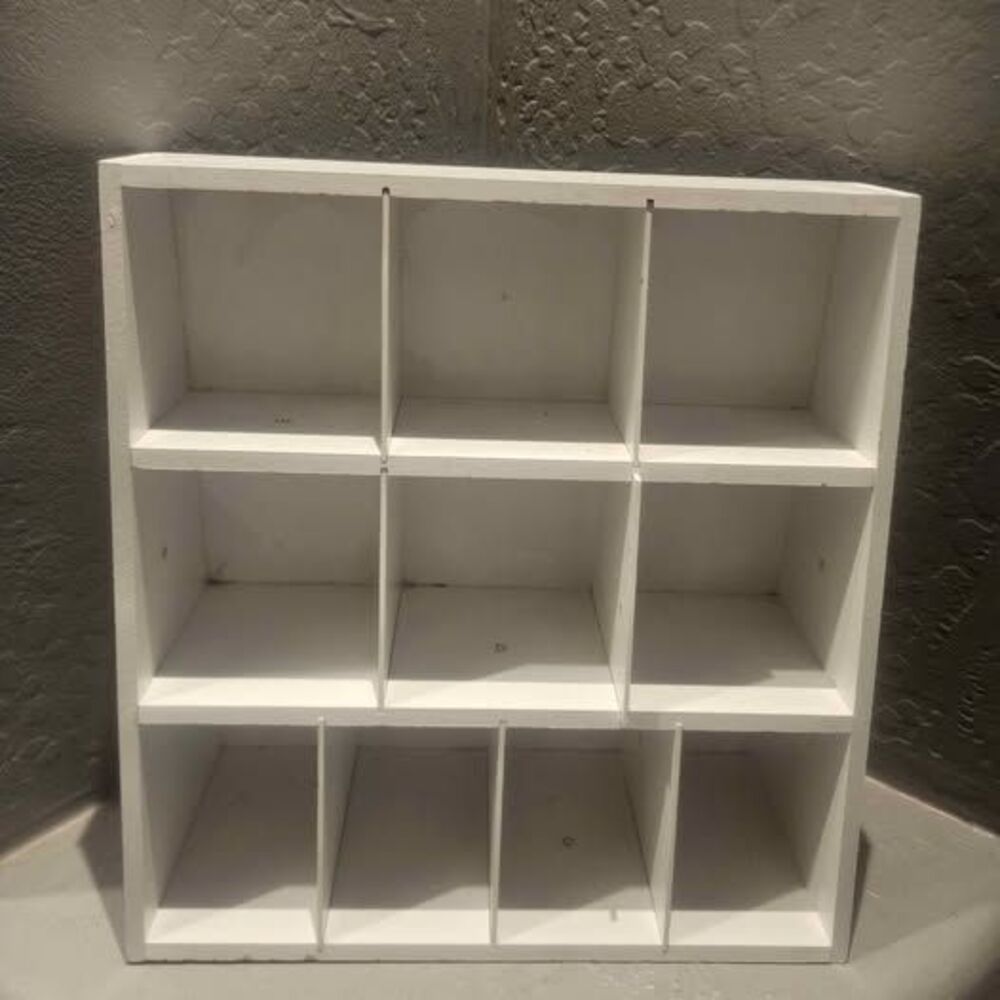 White Wooden Multi-Cubby Knick Knack Shelf 14" x 14" x 6"